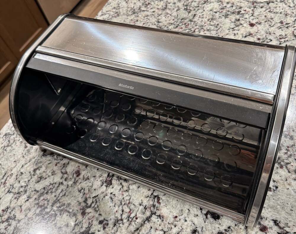 Brabantia Roll Top Stainless Steel and Black Bread Box Bin